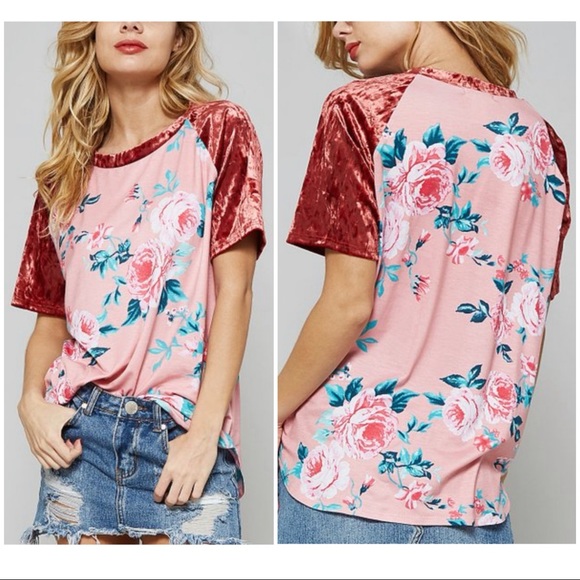 Promesa Tops - Promesa Floral Raglan Tee Shirt Shortsleeved